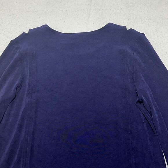 Chico's 0 Women's Small V-Neck Cold Shoulder Purple Long Sleeve Acetate Blouse - Picture 11 of 12